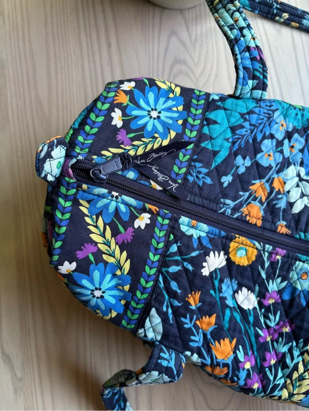 Vera Bradley Quilted Floral Duffel in Navy, Turquoise, Green, Purple